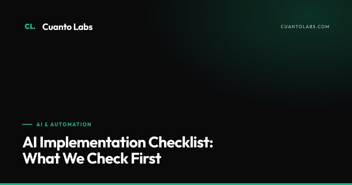 AI Implementation Checklist: What We Check First