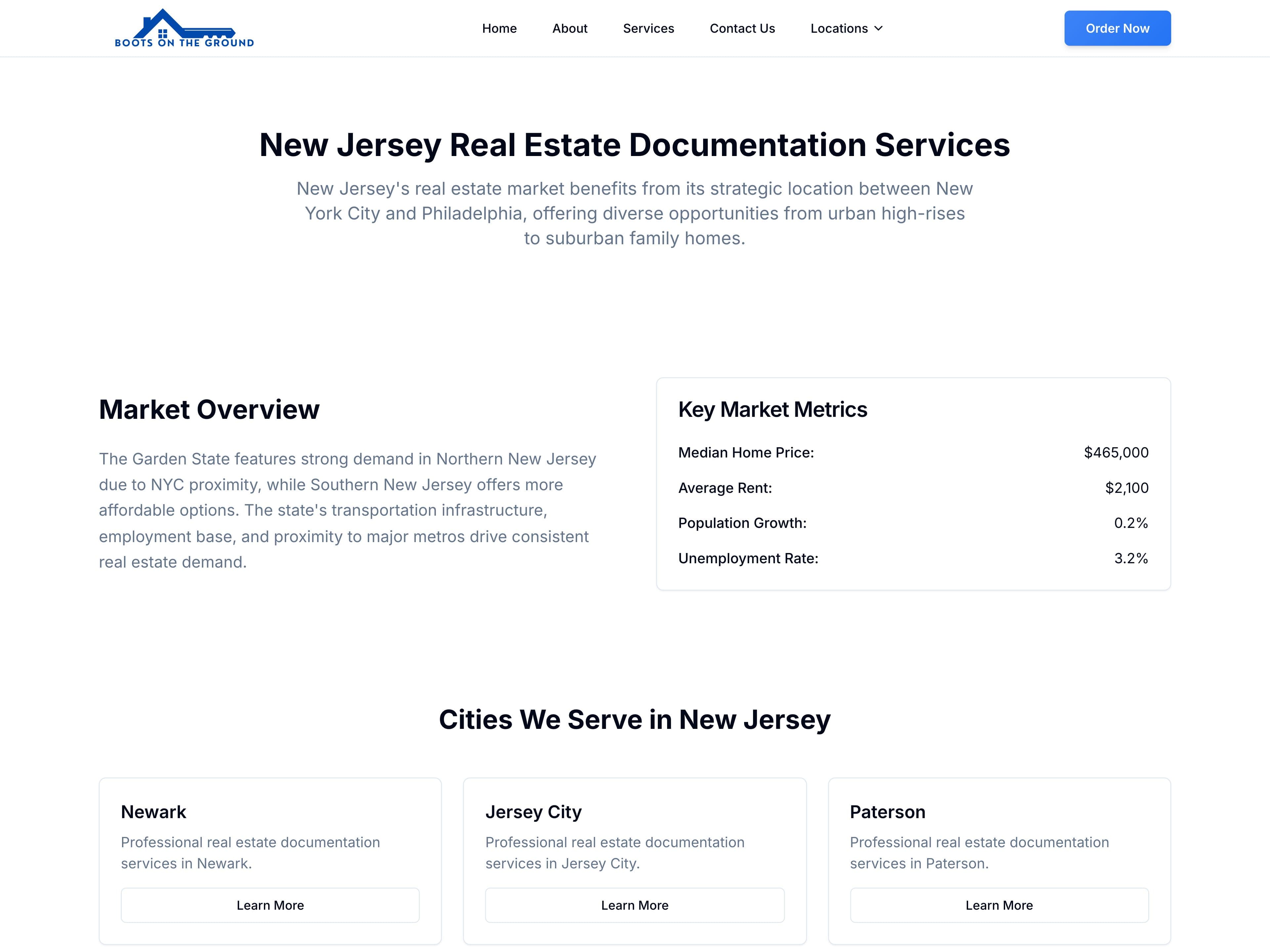 Boots On The Ground: New Jersey service area page
