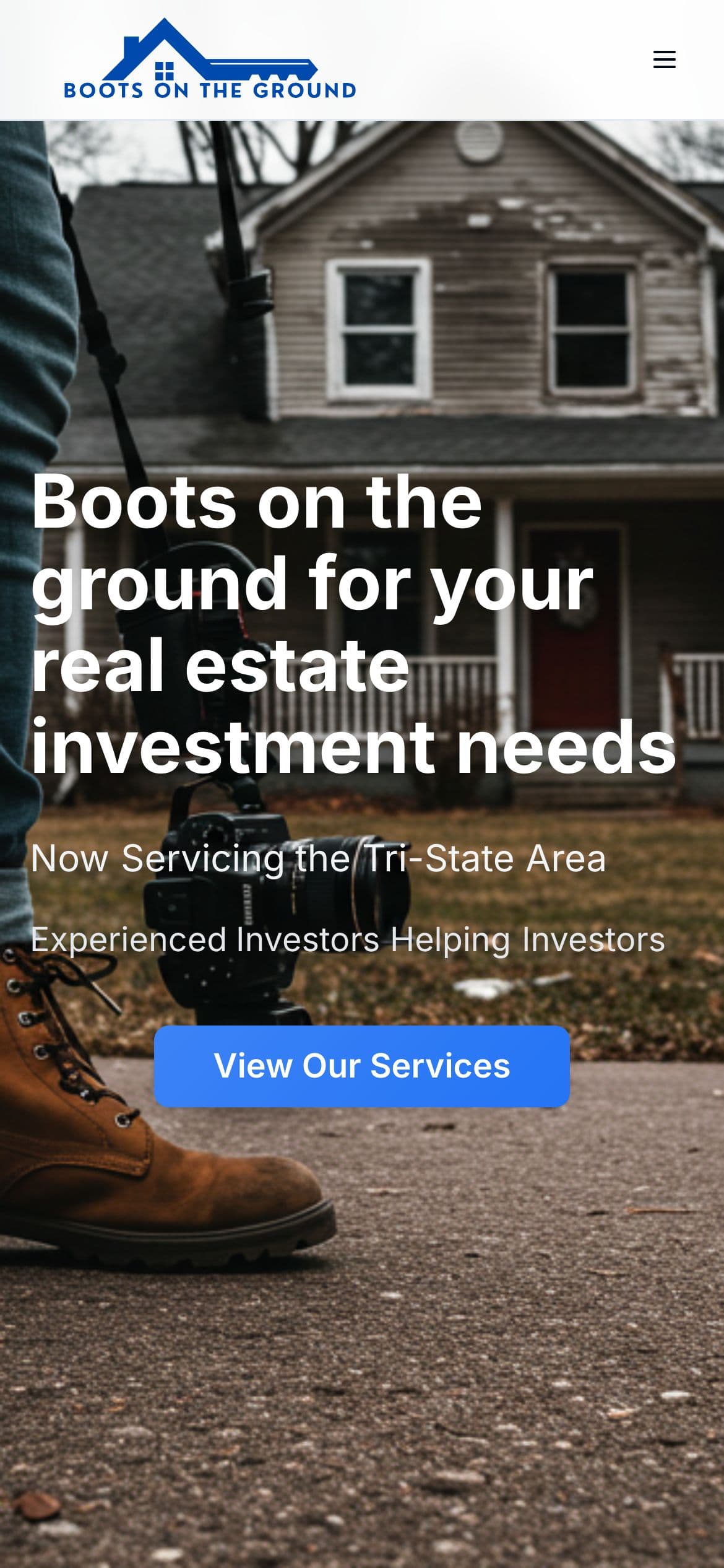 Boots On The Ground home page on a phone