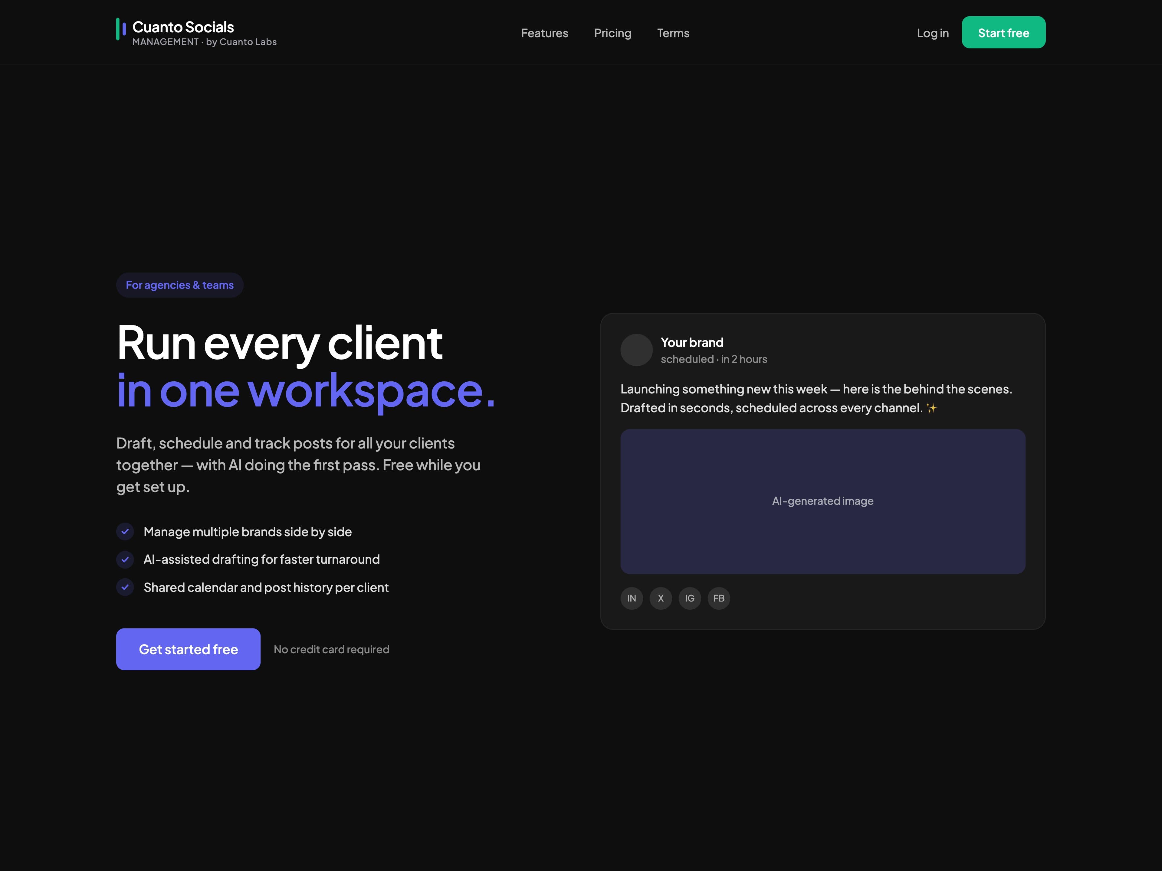 Cuanto Socials: Agencies page