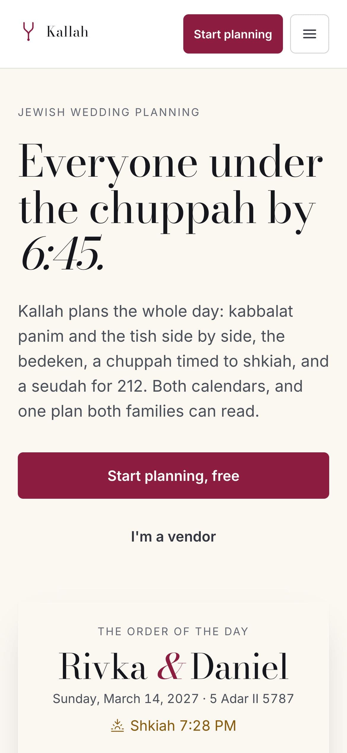 Kallah home page on a phone