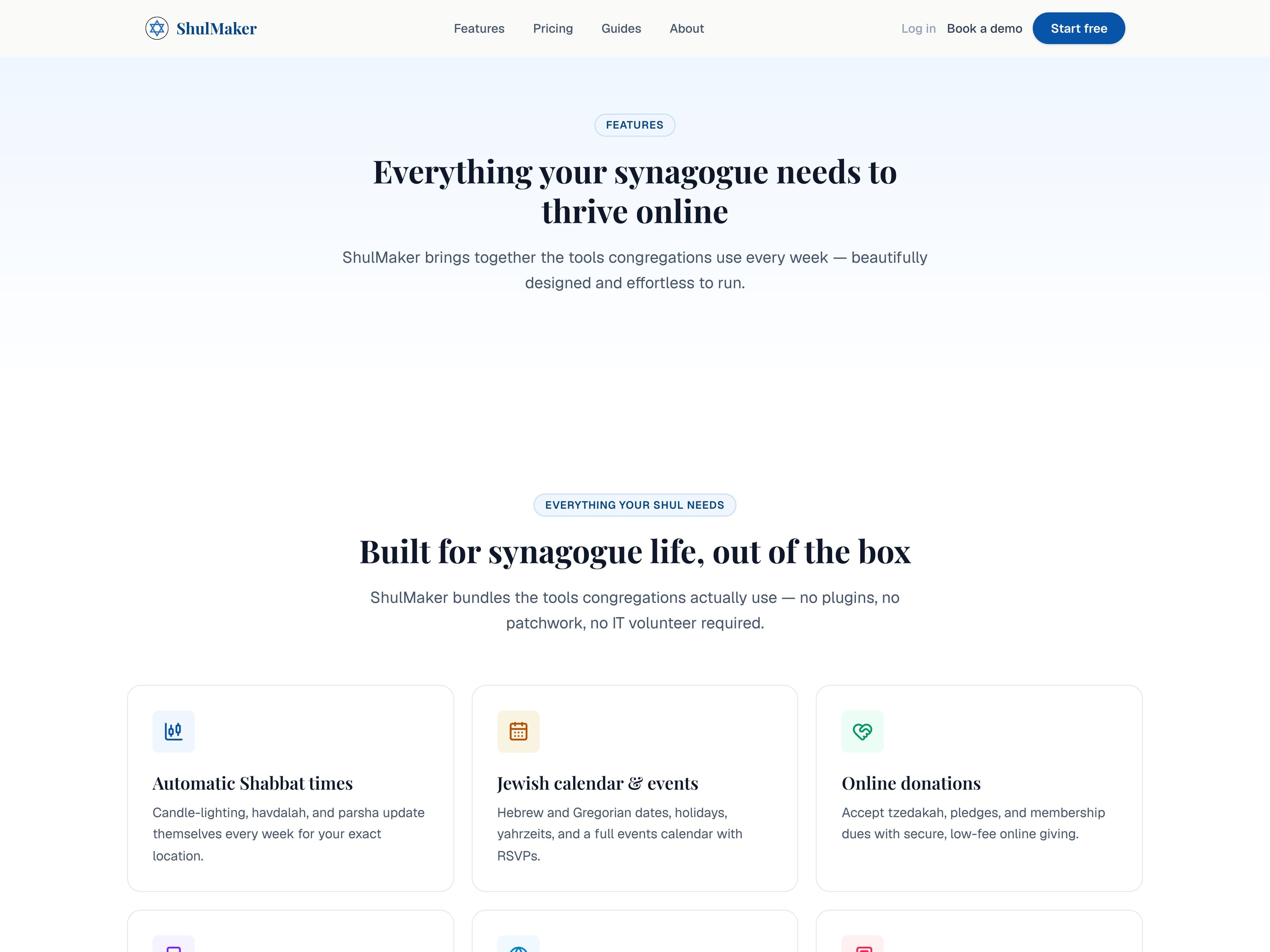 ShulMaker: Features